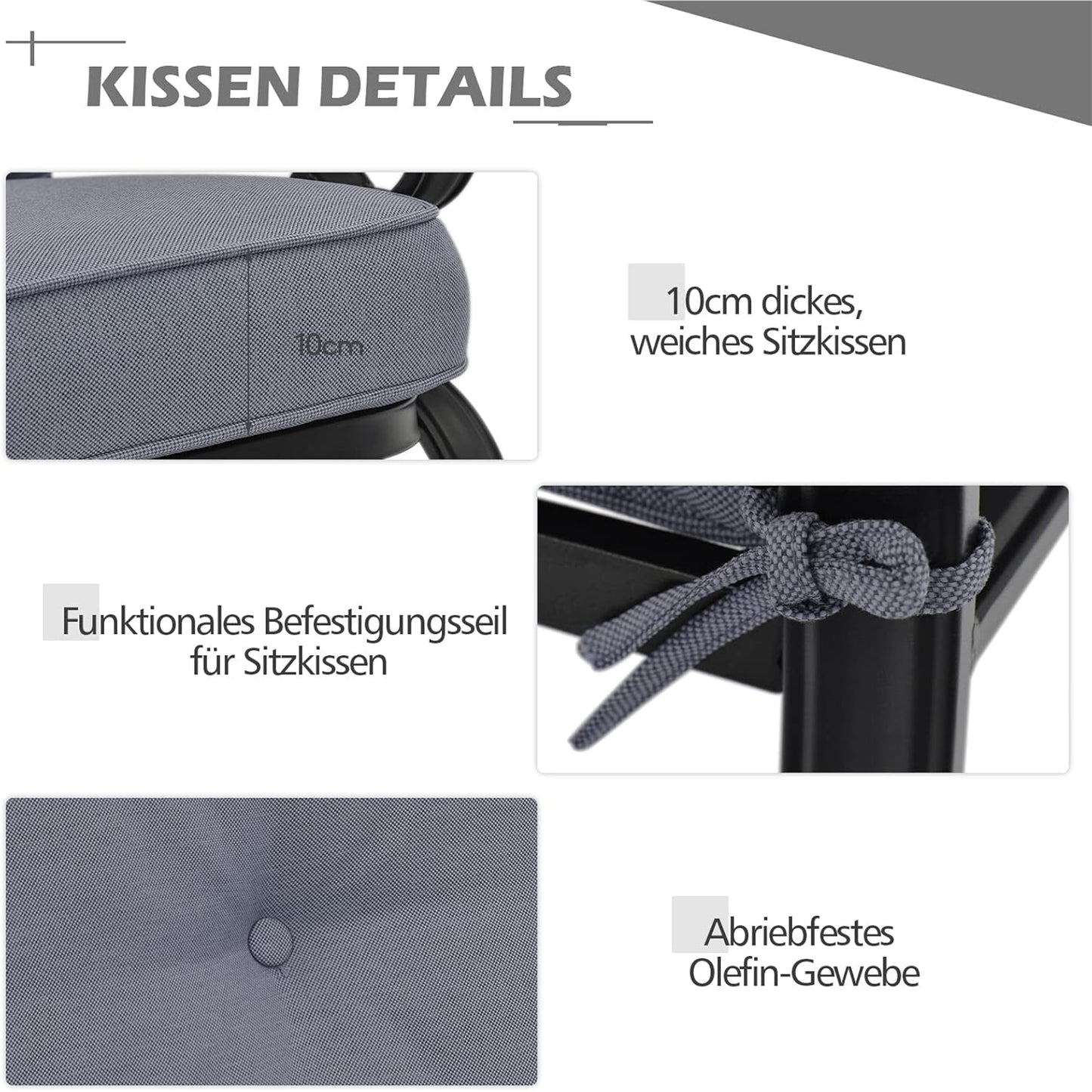 Tuinbank – Buitenbank – Balkonbank – Zitbank – Tuin Zitgroep – Comfortabel Met Kussens – Duurzaam Metalen Frame – Inclusief Koffietafel 120x76 cm