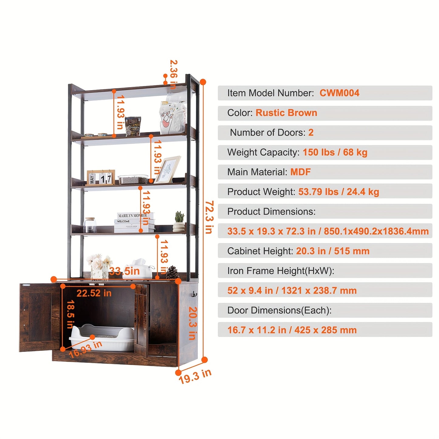 kattenbakhuisje – kattenbakombouw – kattenbakmeubel – kattenkast – kattenhuis – met 4 opberglades – stevig hout en metaal – geurwerend & stijlvol design
