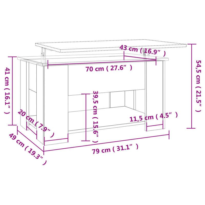 Salontafel – Koffietafel – Bijzettafel – Woonkamertafel – Sofa Tafel – Massief Hout – Extra Opbergruimte – 79x49x41 cm – Modern Minimalistisch – Eenvoudige Montage