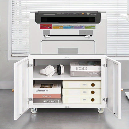 Mobiele Printerstandaard – Printertafel – Werkplek Organizer – Roltafel – Opbergkast – Stevige Aluminium Constructie – Ruimtebesparend Compact Design