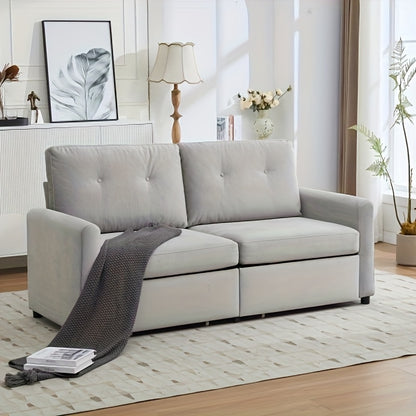Bank – Tweezitsbank – 2-Zitsbank – Sofa – Zitmeubel – Lichtgrijs Stof – Opberglades – Compact Design – Zacht Zitcomfort