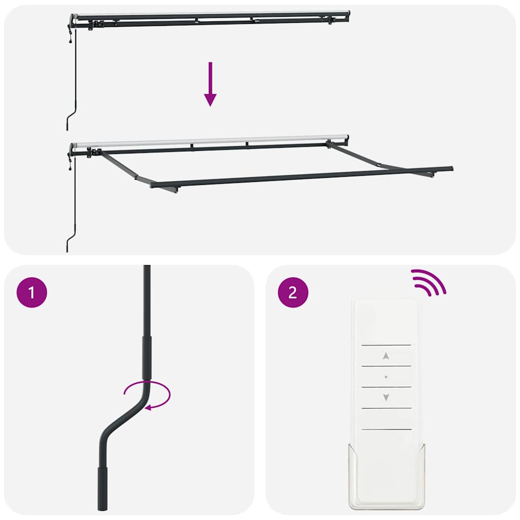 Opvouwbaar Zonnescherm Frame – Zonnescherm Frame – Schaduwdoek Frame – Terras Schaduw – Buiten Zonwering – Duurzaam Metaal – 3,5x2 Meter Antraciet