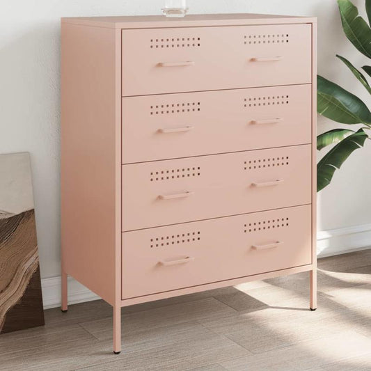 Dressoirkast – Sideboard – Opbergkast – Kast – Dressoir – Roze Metalen Design – Compact Formaat 68x39x89 cm – Stevige Metalen Constructie