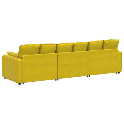 Hoekbank – Modulaire Bank – L-vormige Bank – Zitbank – Loungesofa – Velvet Bekleding – Stevig Metalen Frame – Donkergroen