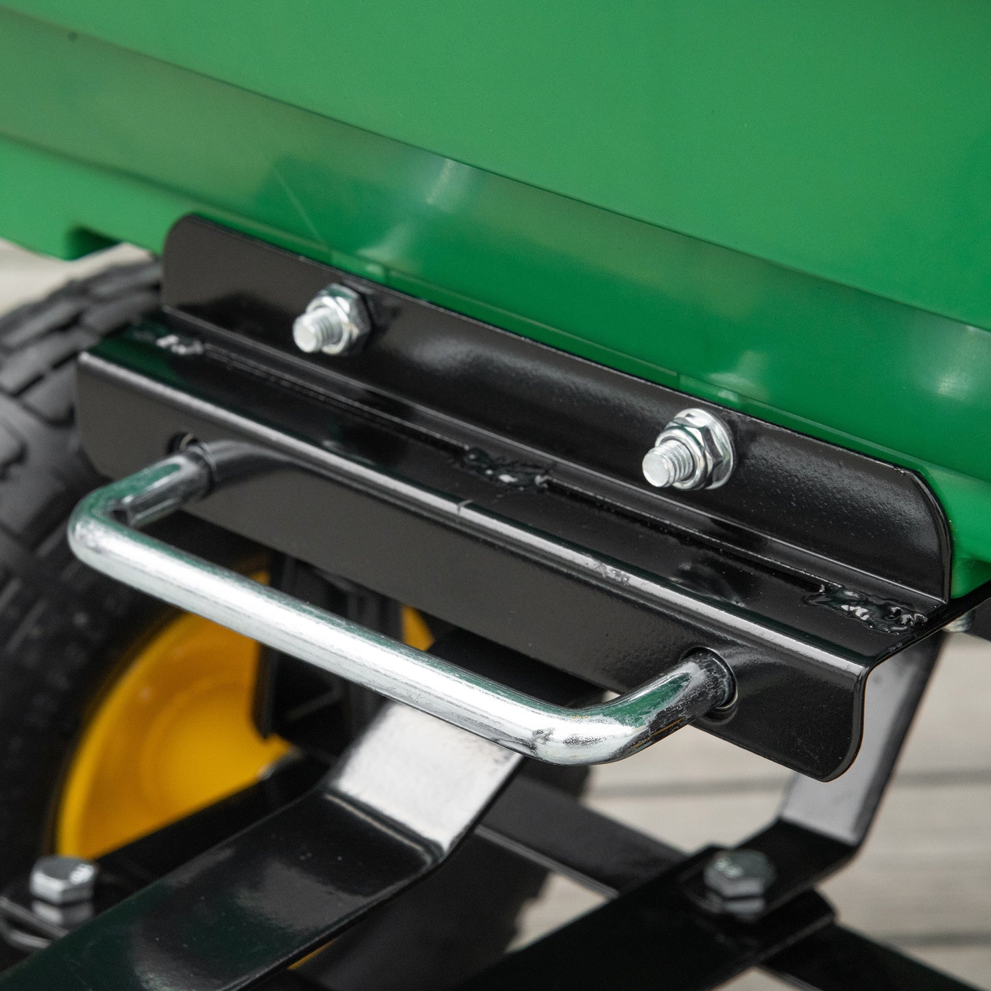 Tuinkar – Handkar – Kruiwagen – Transportkar – Tuinwagen – 75L Inhoud – Max. Belastbaar 200 Kg – 4 Pneumatische Wielen – Staal en PP – Groen/Geel