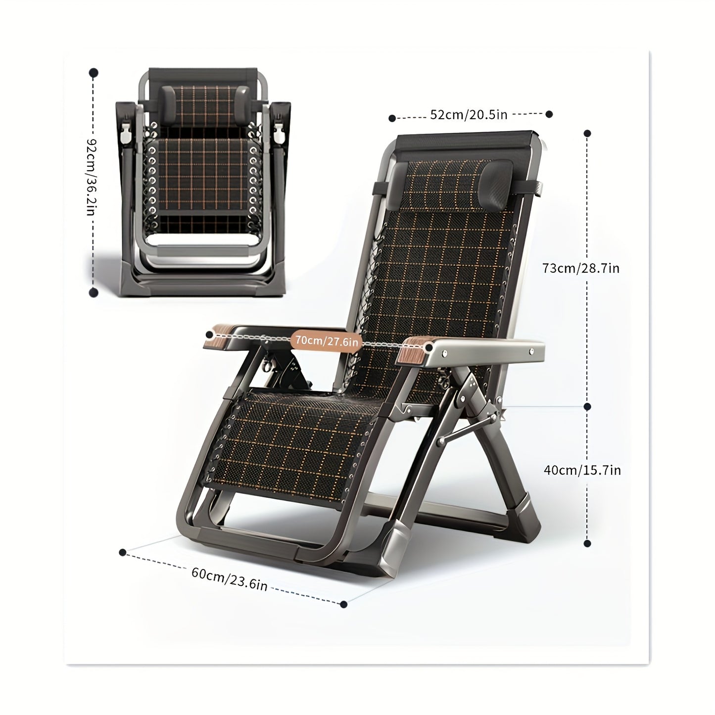 Relaxstoel – Fauteuil – Ligstoel – Leesstoel – Inklapbare Stoel – Verstelbare Rugleuning 0-170° – Draagkracht 300 kg – Inclusief Hoofdkussen – Zwart of Bruin