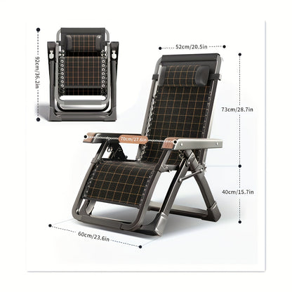 Relaxstoel – Fauteuil – Ligstoel – Leesstoel – Inklapbare Stoel – Verstelbare Rugleuning 0-170° – Draagkracht 300 kg – Inclusief Hoofdkussen – Zwart of Bruin