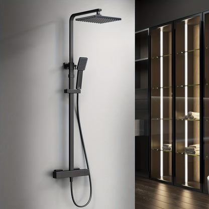Regendouche – Douchekop – Douche Set – Raindouche – Massage Douche – Zwart Roestvrij Staal – Wandmontage – Roestvrij & Duurzaam