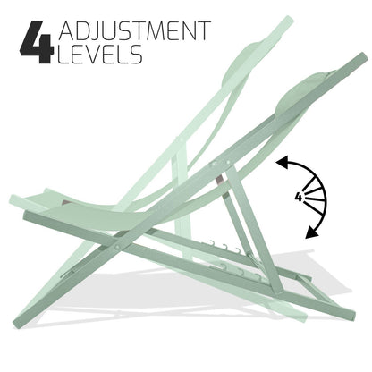 Ligstoel – Tuinstoel – Ligbed – Lounger – Set van 2 – Aluminium Frame – Verstelbare Rugleuning
