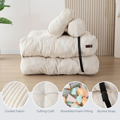 Vouwbare Slaapbank – Slaapstoel – Loungestoel – Bedbank – Opvouwbare Zitzak – Wit – Ergonomische Rugsteun – Lichtgewicht & Draagbaar