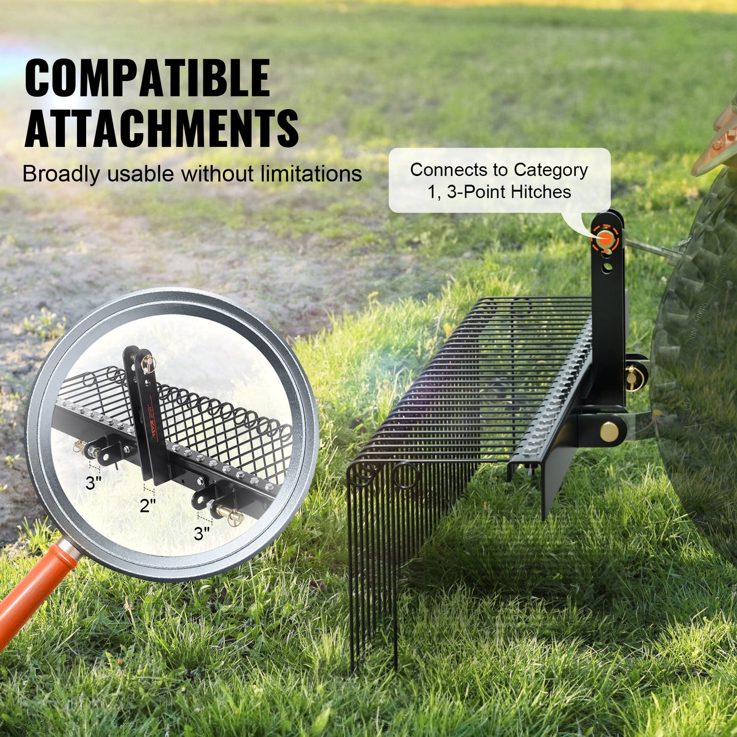 Verticuteermachine – Gazonhark – Verticuteerder – Gazonbeluchter – 72 Inch Werkbreedte – 32 Robuuste Stalen Tanden