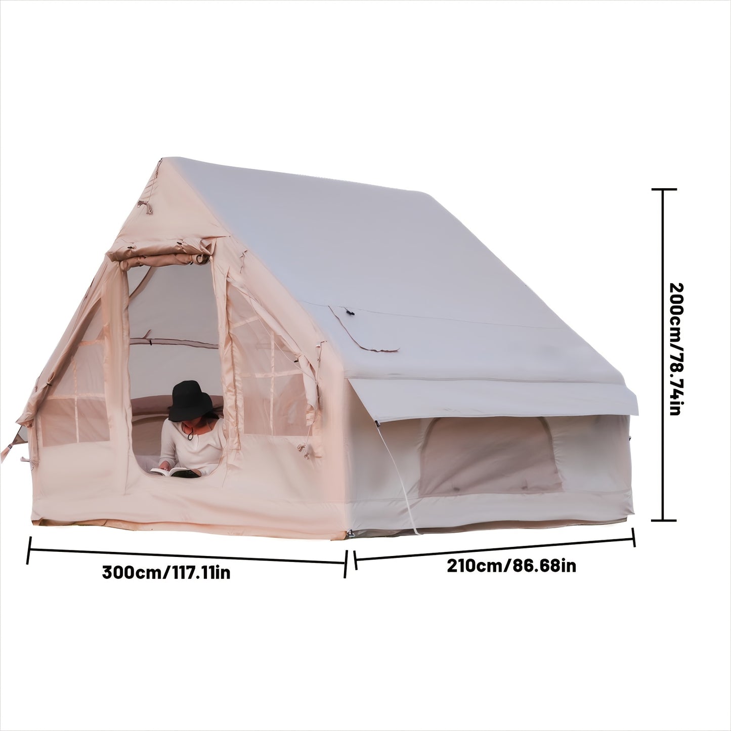 Opblaasbare Tent – Kampeertent – Familietent – Lucht Tent – Glamping Tent – 6 Persoons – Polyester met TPU Coating – Eenvoudig Opzetten