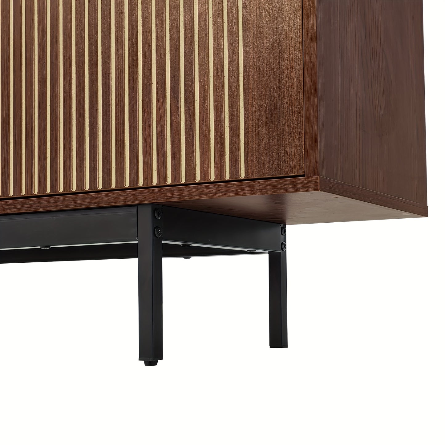 TV Meubel – TV Kast – Lowboard – Dressoir – Entertainment Unit – Hardhout & MDF – Gehard Glas Deuren – Gesneden Reliëf Design