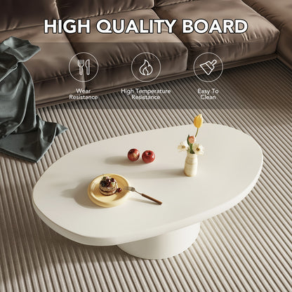 Ovale Salontafel – Moderne Tafel – Coffee Table – Woonkamermeubel – Bijzettafel – Milky White Afwerking – Ruimtebesparend Ontwerp – Duurzaam Hardhout
