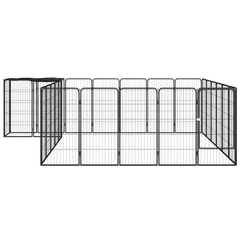 Hondenren – Hondenkooi – Hondenkennel – Buitenren – Hondenhek – Zwart – Gepoedercoat Metaal – 50x100 cm – Veilig Sluitbare Deuren – Robuust Gaas