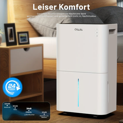 Ontvochtiger – Luchtontvochtiger – Vochtvreter – Droger – Vochtbestrijder – 20 Liter/Dag – Stil Met Digitale Vochtigheidsmeter & Wi-Fi App bediening