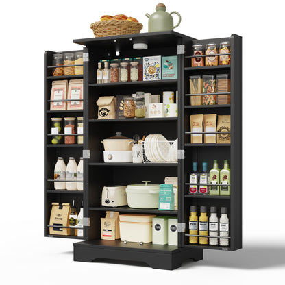 Keukenkast – Sideboard – Opbergkast – Buffetkast – Keukenmeubel – Zwart – 120x60x40 cm – Verstelbare Planken – Ruime Dubbele Deuren