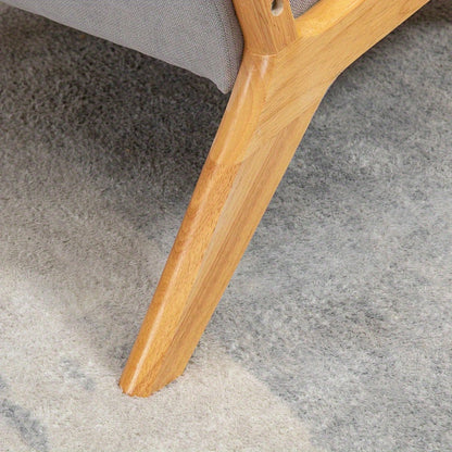 Loungebank – Loungeset – Loungebank – Relaxfauteuil – Zitmeubel – Grijze Velvet Bekleding – Stevig Rubberhouten Frame – Comfortabele Rugleuning