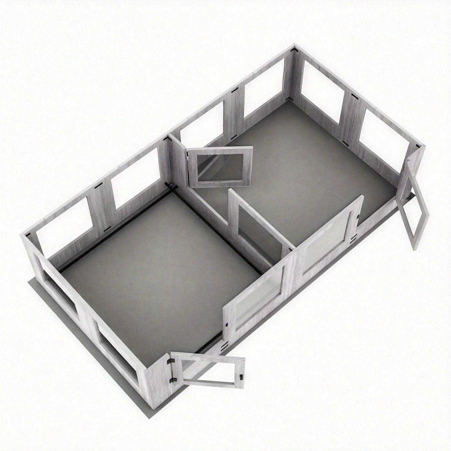 Hondenren – Hondenkennel – Werpkist – Puppyren – Binnenren – Gehard Glas – Transparante Acryl Panelen – 14 Panelen Modulair – Beschermrand Tegen Knellen – 3 Toegangsdeuren – Houten Frame – Veilig & Duurzaam
