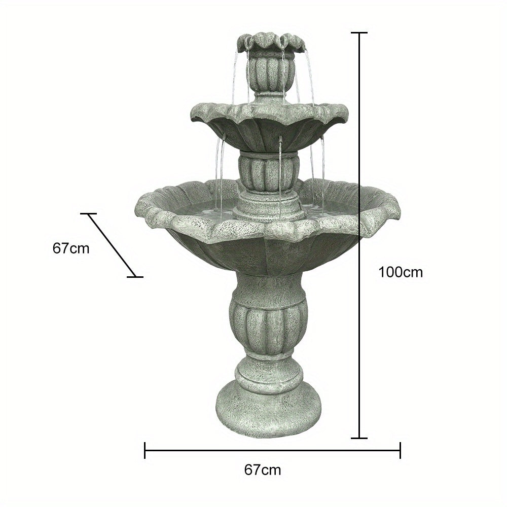 Tuinfontein – Waterval Fontein – Buitenfontein – Waterornament – Tuindecoratie – Vezelversterkt Beton – Ø67 cm Hoog – Inclusief Dompelpomp