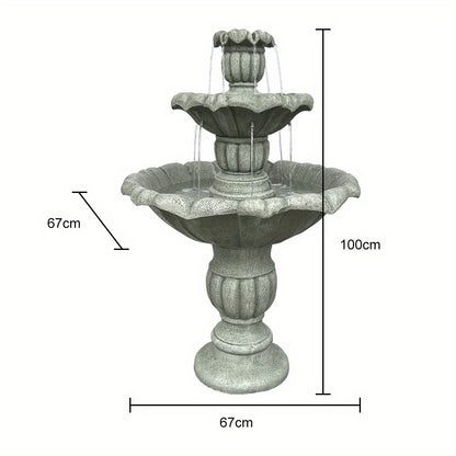 Tuinfontein – Waterval Fontein – Buitenfontein – Waterornament – Tuindecoratie – Vezelversterkt Beton – Ø67 cm Hoog – Inclusief Dompelpomp