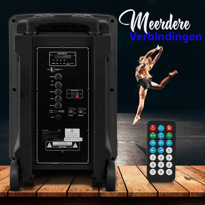 Bluetooth Speaker – Party Speaker – Draagbare Speaker – DJ Speaker – Portable Speaker Met Wieltjes – 800W Vermogen – LED Partyverlichting & FM Radio