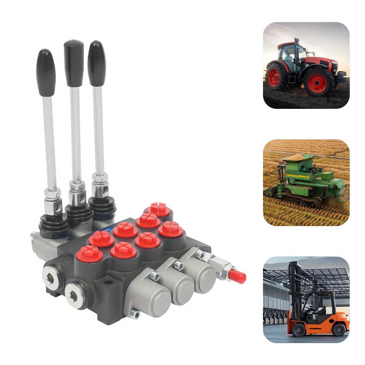 3P40 Multi way Directional Valve, Cast iron, Silvery+Black+Red, Pneumatic Control, Industrial Automation, Robust Construction, Durable Valve, Precision Engineering, Highquality Metal, Control Valve, Multidirectional Valve, Hy