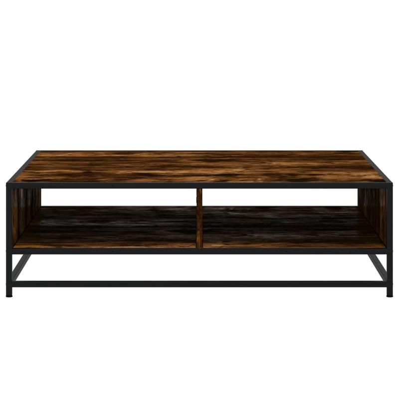 Salontafel – Koffietafel – Bijzettafel – Receptietafel – Woonkamertafel – Gerookt Eikenhout – Metaal – 100x100x30 cm – Stevig & Duurzaam