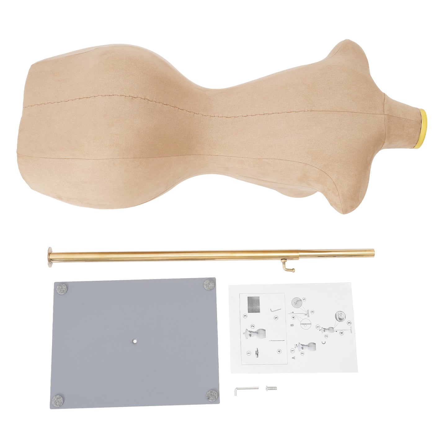 Female Mannequin Model with Stand - Height Half-Length Dress Form Suitable for Sewing,, Tailoring, Dressmaking & Retail Display - Sturdy PU/Suede/Metal/PE, Garment Display Mannequin