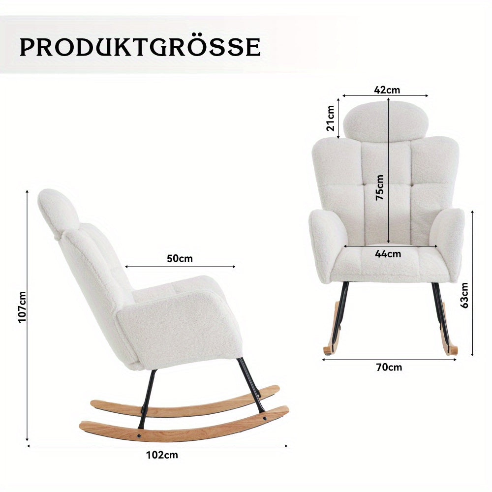 White Recliner Chair with Soft Teddy Bear Fabric & Tufted Design - Padded Seat, Solid Back Support, Easy Assembly, No Power Needed for Living Room & Bedroom Comfort, Recliner Chair, Bedroom Seating, Elegant Seating, Plush Cus