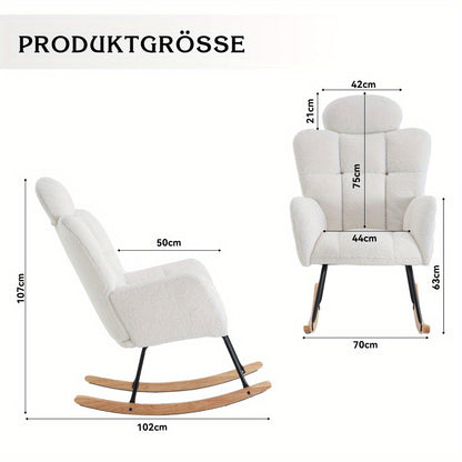 White Recliner Chair with Soft Teddy Bear Fabric & Tufted Design - Padded Seat, Solid Back Support, Easy Assembly, No Power Needed for Living Room & Bedroom Comfort, Recliner Chair, Bedroom Seating, Elegant Seating, Plush Cus