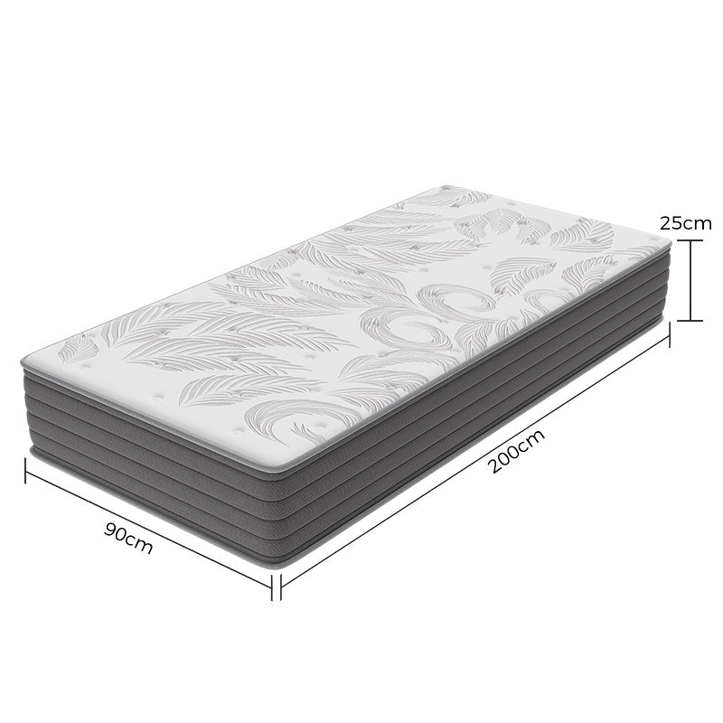 22cm Mattress, Hybrid Memory Foam And Spring Mattress, Breathable, Medium Firm, H3, 7-zone Mattress With Soft Fire Protection Made Of Fabric