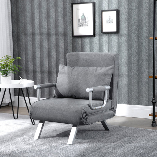 Slaapbank – Bedbank – Slaapstoel – Logeerbed – Bank – 3-in-1 Opvouwbaar – Verstelbare Rugleuning – Linnen Look Bekleding