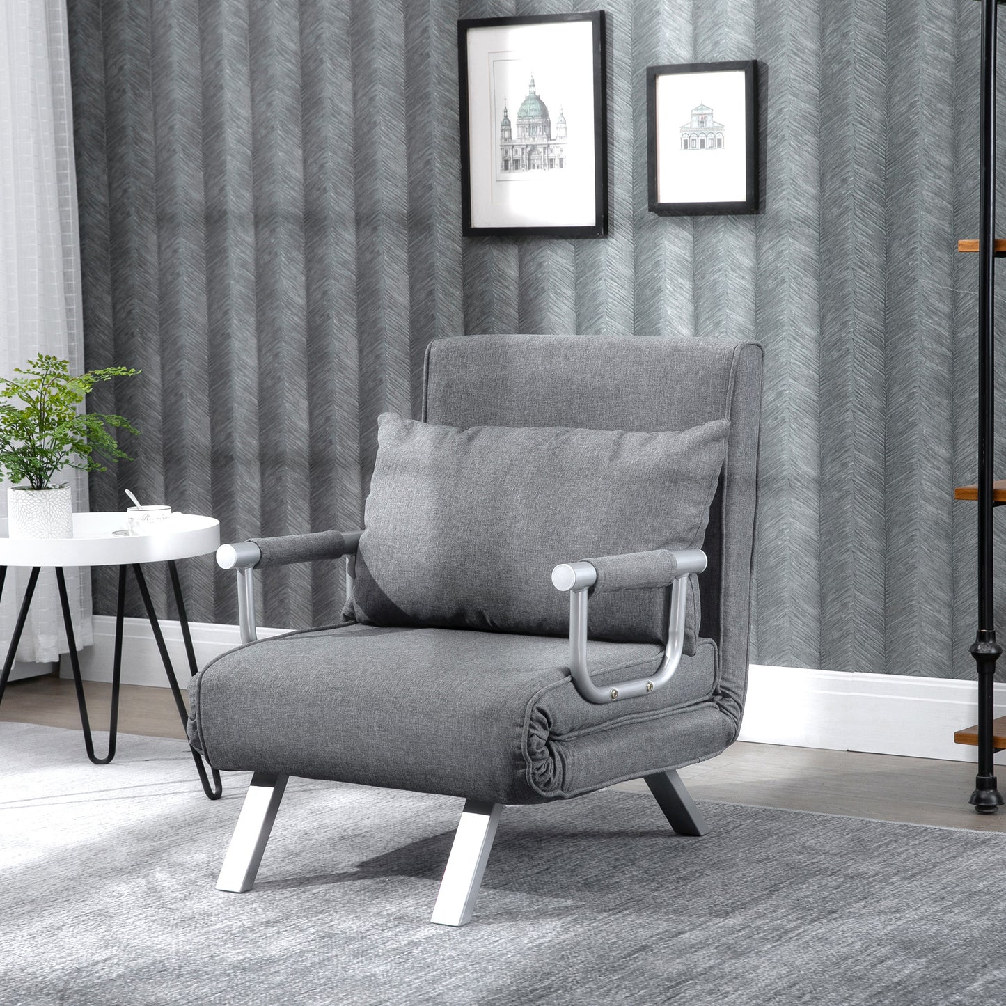 Relaxation Chair Recliner, Reclining Function, Guest Bed, 65 cm x 69 cm x 80 cm, Gray