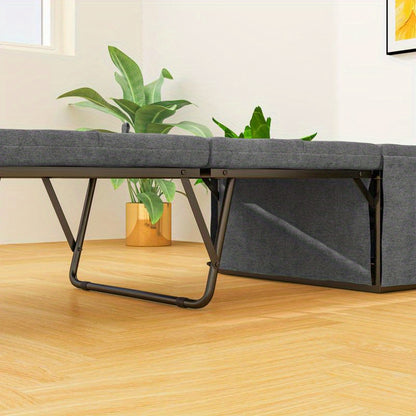 Opvouwbaar Bed – Vouwbed – Opklapbed – Logeerbed – Reisbed – Foam Matras 8 cm – Metaal Frame 120 kg Draagvermogen – Grijs