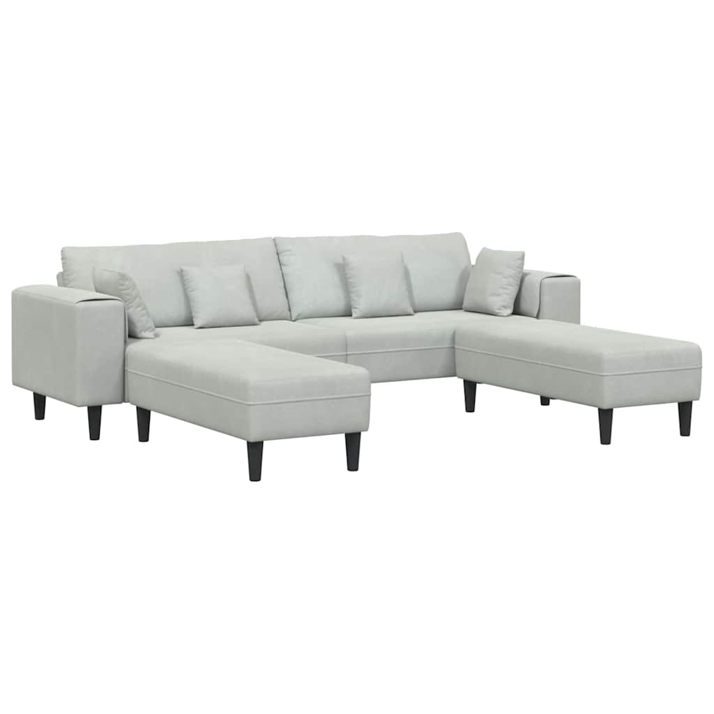 Bankstel – Hoekbank – Slaapbank – Loungebank – Zacht Velvet – Donkergrijs – Stevig Houten Frame – Inclusief Ottoman