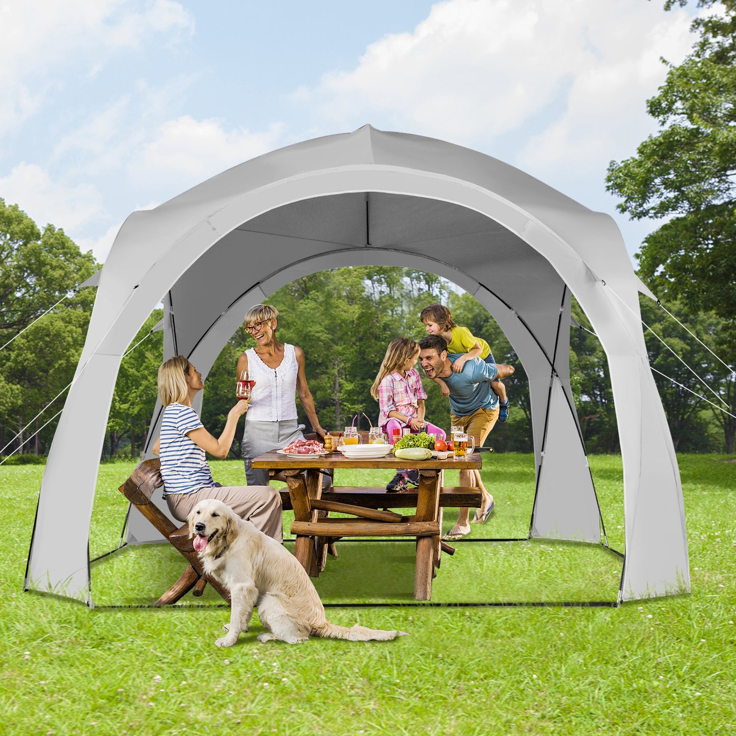 Grote Zonscherm Tent – Zonnescherm – Schaduw Tent – Strandtent – Bescherming Tent – 11x11 ft Ruim – UPF50+ Zonwerend Polyester