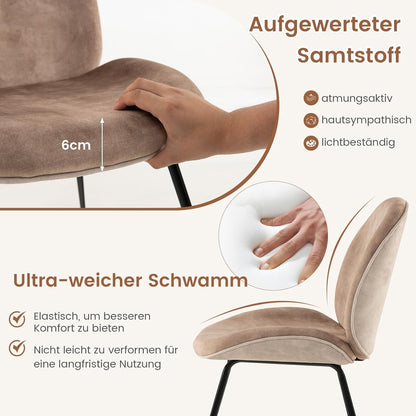 Eetkamerstoelen – Keukenstoelen – Stoelen – Dineren Stoelen – Fluwelen Stoelen – Set Van 2 – Comfortabele Zitting Met Elastisch Schuim – Stabiel Metaalframe Met Verstelbare Voeten