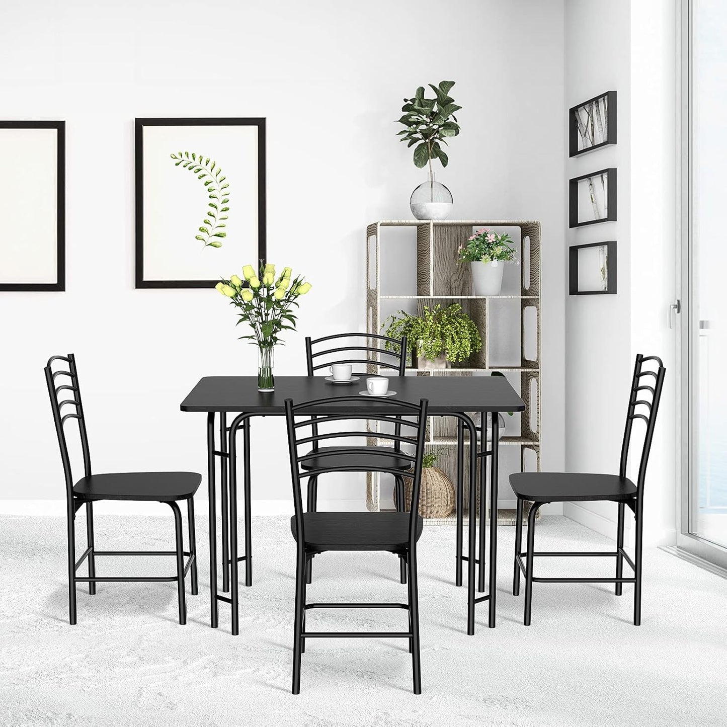 Eettafelset – Dinerset – Keukentafel – Eetkamertafel – Stoelenset – Compact Design – Duurzaam MDF & Metaal