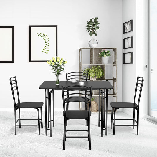 Eettafelset – Dinerset – Keukentafel – Eetkamertafel – Stoelenset – Compact Design – Duurzaam MDF & Metaal