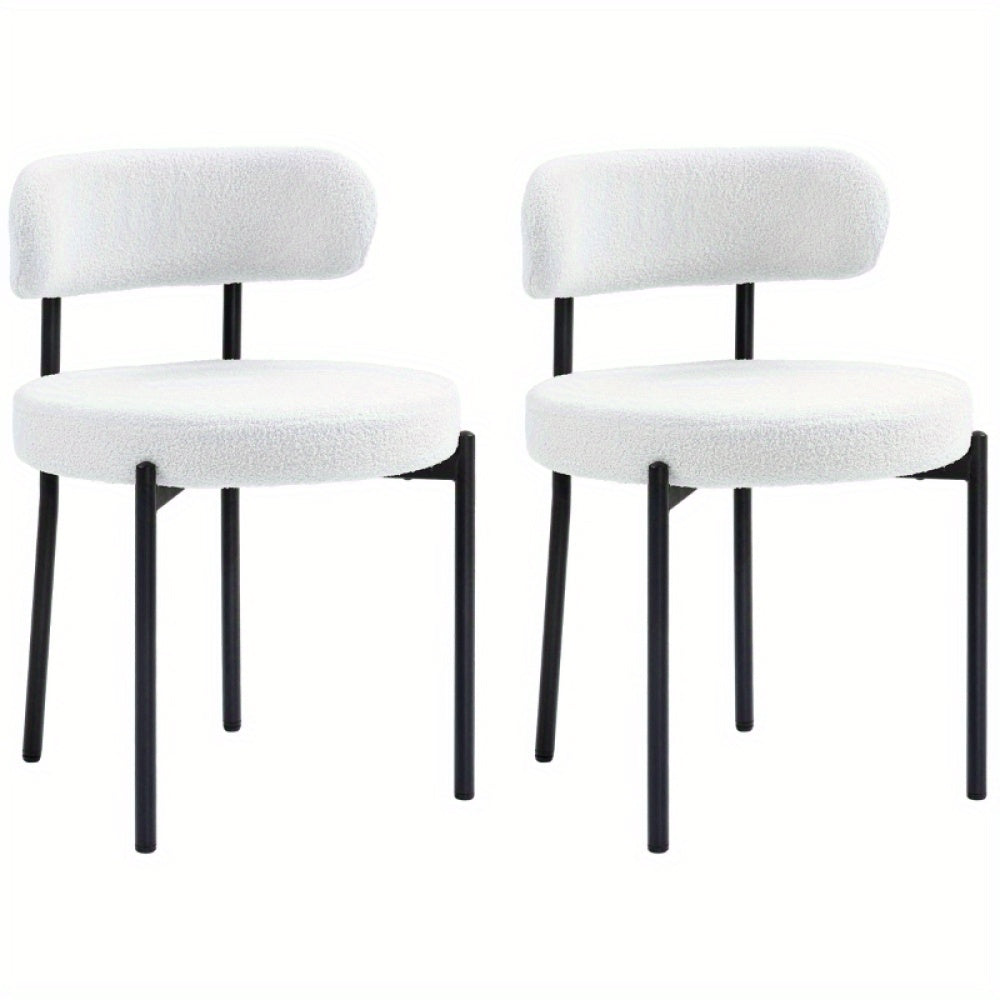 Eetkamerstoelen – Stoelen – Zitmeubels – Bijzetstoelen – Eetkamerstoelen Set – Crèmekleurige Fleece Bekleding – Stevige Metalen Poten – Onderhoudsvriendelijk & Comfortabel