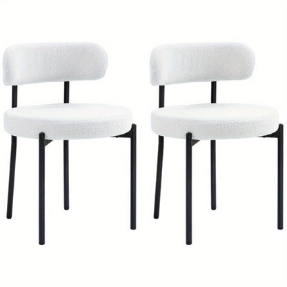 Eetkamerstoelen – Stoelen – Zitmeubels – Bijzetstoelen – Eetkamerstoelen Set – Crèmekleurige Fleece Bekleding – Stevige Metalen Poten – Onderhoudsvriendelijk & Comfortabel