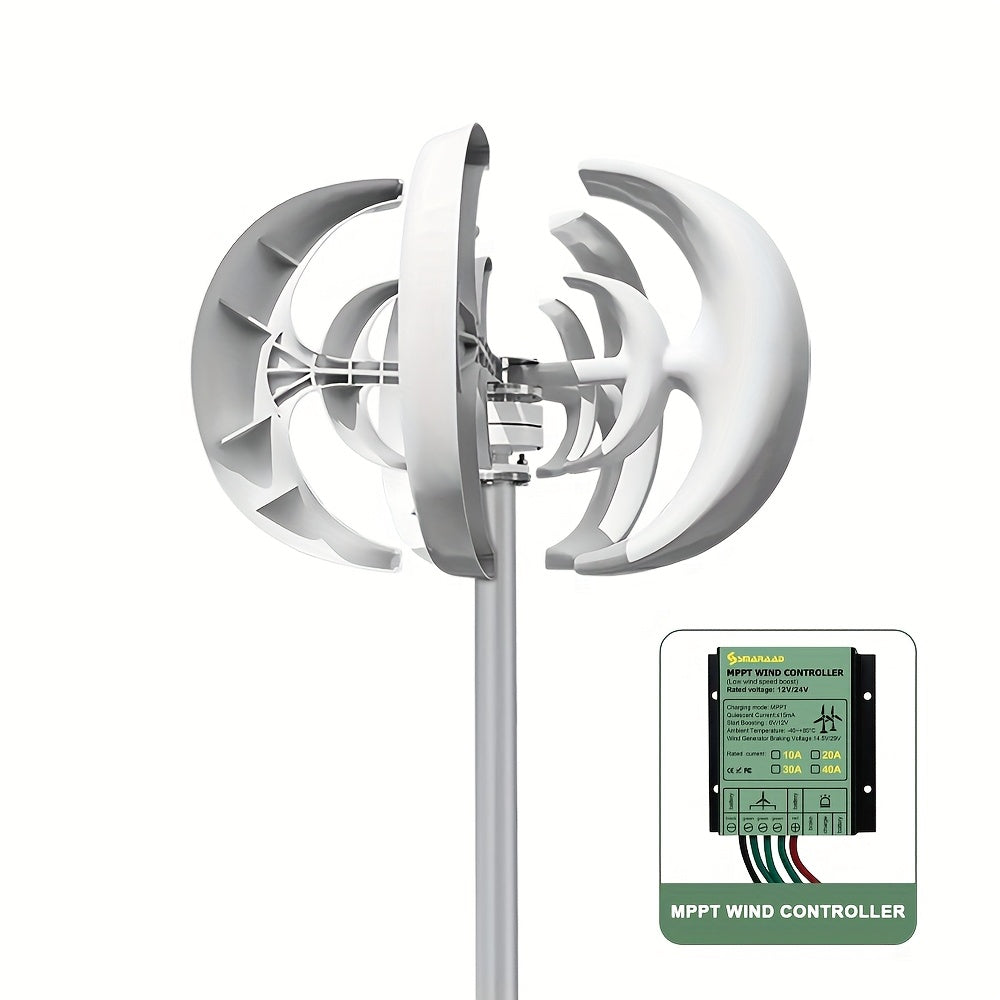 Windmolen – Windturbine – Verticale Windmolen – Windenergie Generator – 1000W Vermogen – Stil Geluid, MPPT-Controller Inclusief