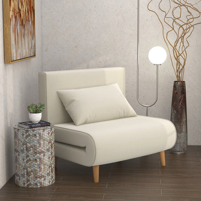 Slaapbank – Bedbank – Sofa – Slaapstoel – 2-in-1 Design – Verstelbare Rugleuning – Scandinavisch – Linnenlook – 94x78x80 cm – 350 kg Draagkracht