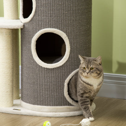 Krabpaal – Kattenkrabpaal – Kattenboom – Krabton – Krabmeubel – Met Speeltunnel – Compact 60x44,5x109 cm – Natuurlijk Sisal & Zacht Pluche