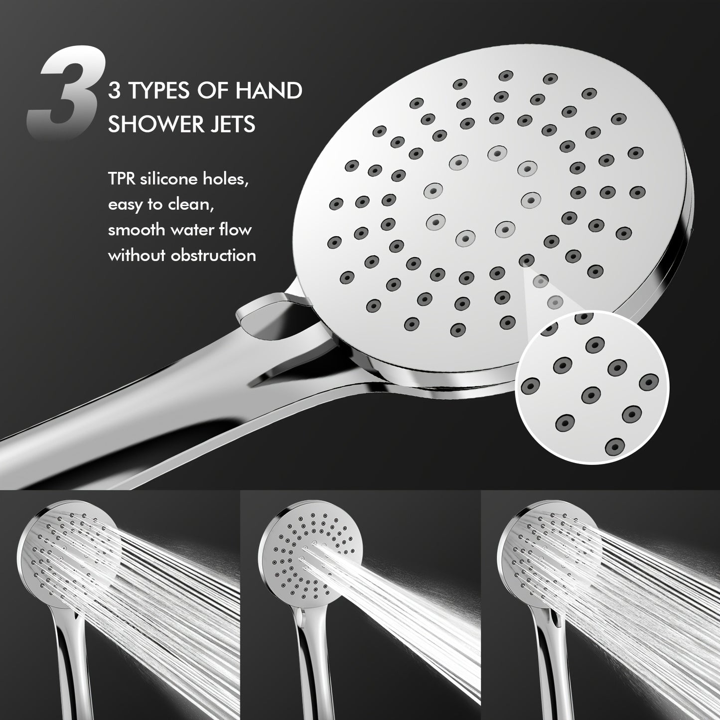 Douchesysteem – Regendouche – Douchekolom – Thermostaatkraan – Handdouche – Wandmontage – Thermostaat met 38°C Veiligheidsslot – Verstelbare Hoogte met Shampoo- & Zeephouder – Chroom Design