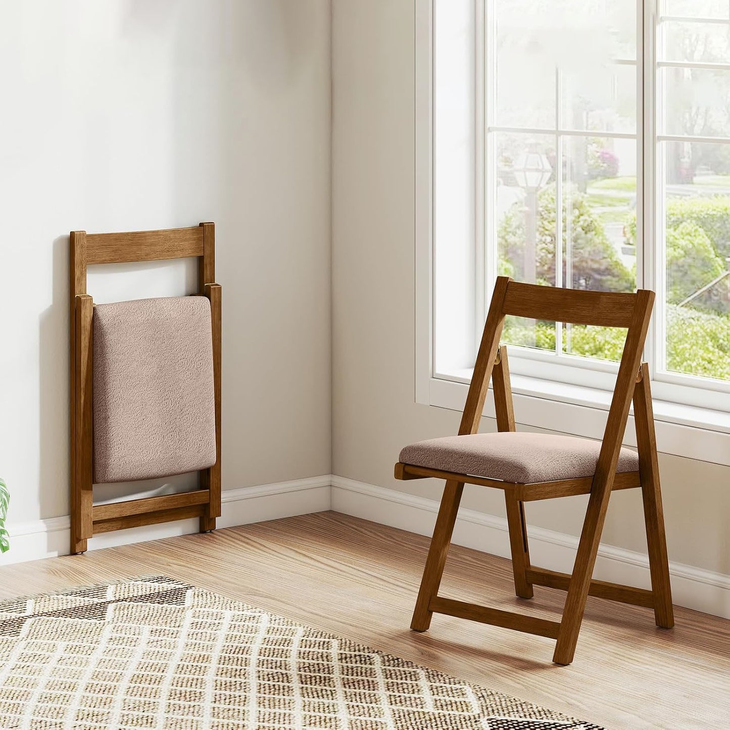 Inklapbare Stoelen Set – Opvouwbare Stoelen – Eetkamerstoelen – Klapstoelen – Extra Zitplaatsen – Stevig Houten Frame – Comfortabele Gevoerde Zitting
