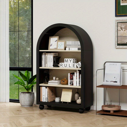 Boekenkast – Boekenrek – Opbergkast – Vakkenkast – Stellingkast – Zwart Hout – 120 cm Hoog – Draagvermogen 100 kg – Geen Montage Nodig