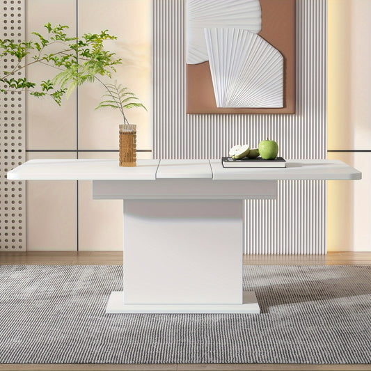 Eettafel – Dinertafel – Keukentafel – Tafel – Koffietafel – Uitschuifbaar – Met Opbergruimte – Wit – Stabiel IJzeren Frame