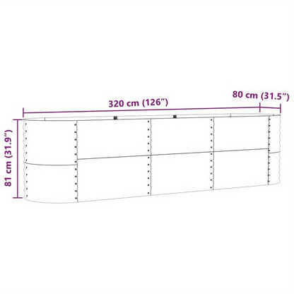 Elevated Brown Tuinbak – Verhoogde Plantenbak – Metaal Bloembak – Tuinbak Met Ventilatie – Marron Variant – Gegalvaniseerd Staal – Efficiënte Drainage & Stabiliteit – 320x80x81 cm